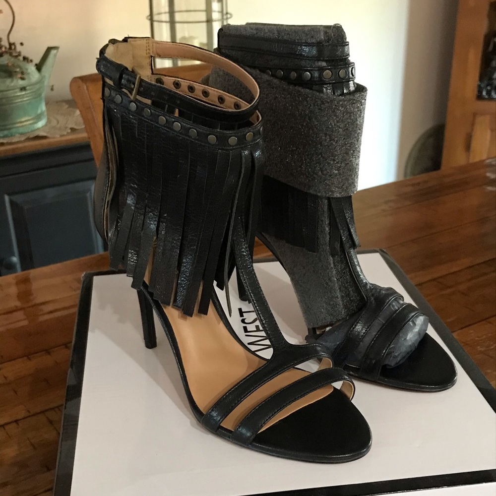 Nine West heeled fringe sandal